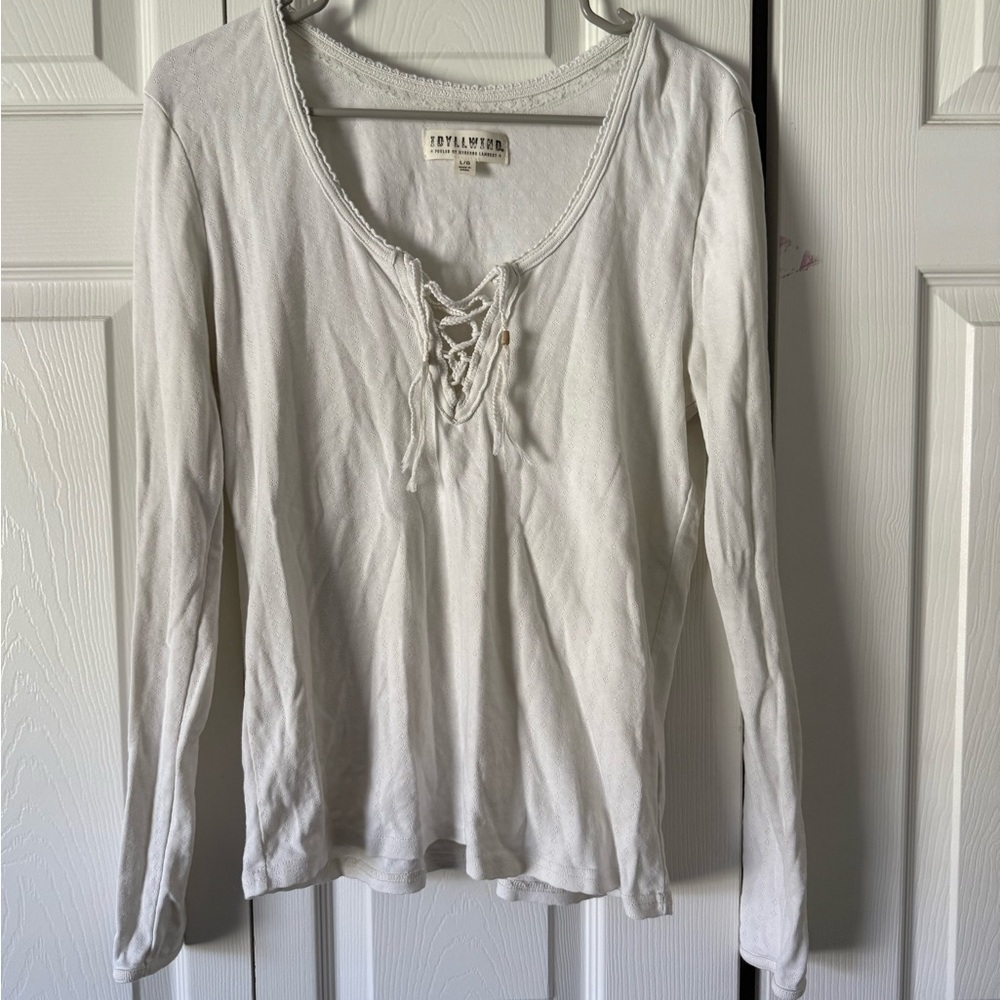 White Lace-Up Women's Top